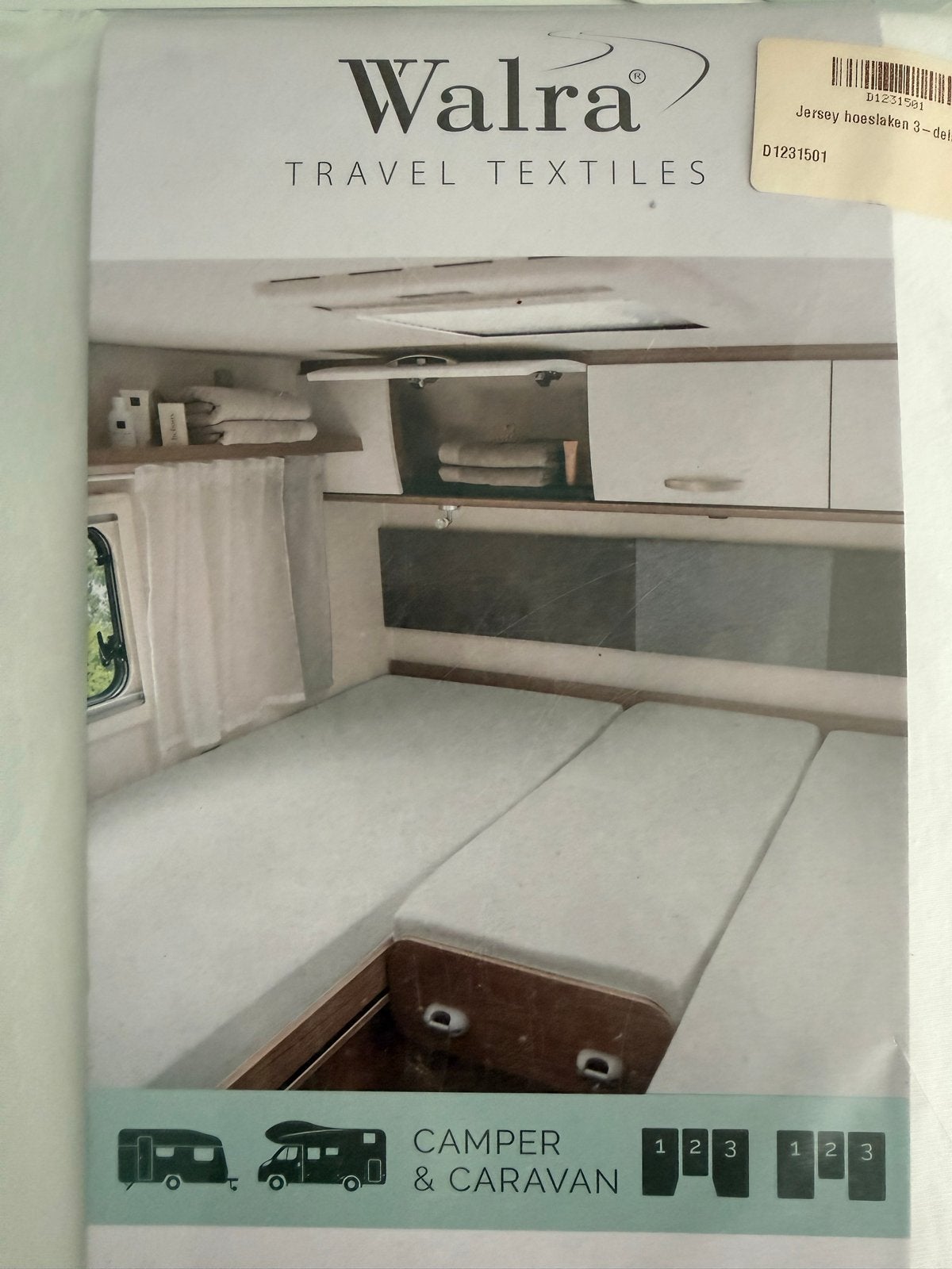 Walra Jersey Stretch Hoeslakenset 3-delig Wit Camper Caravan, Ophalen of Verzenden, Nieuw