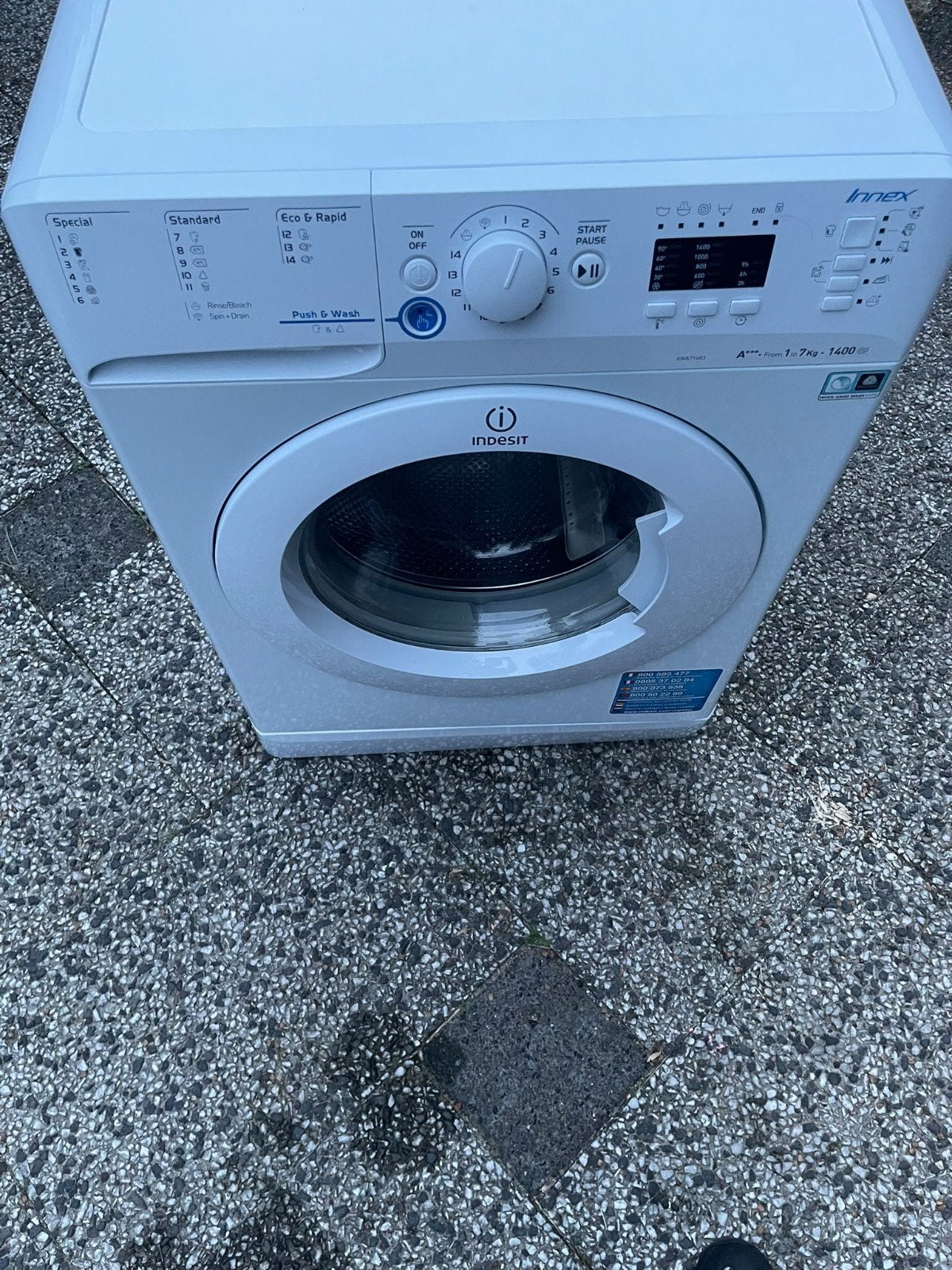 Indesit Innex Wasmachine - 7kg, 1400 toeren, Ophalen, Gebruikt, Voorlader, Kort programma