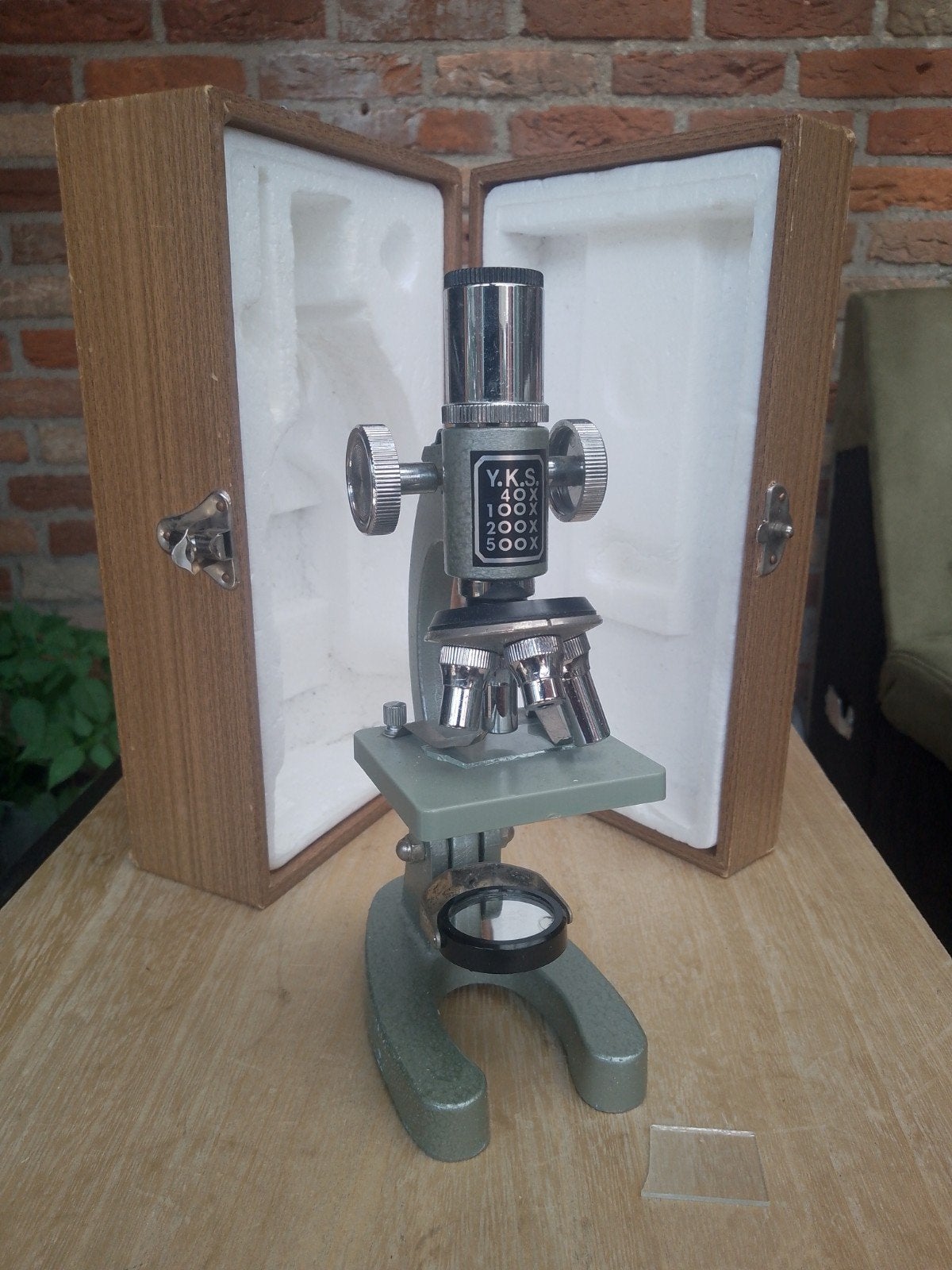 VINTAGE Y.K.S. BIOLOGISCHE MICROSCOOP met Koffer, Ophalen of Verzenden, Gebruikt, 400x tot 1000x, Biologische microscoop