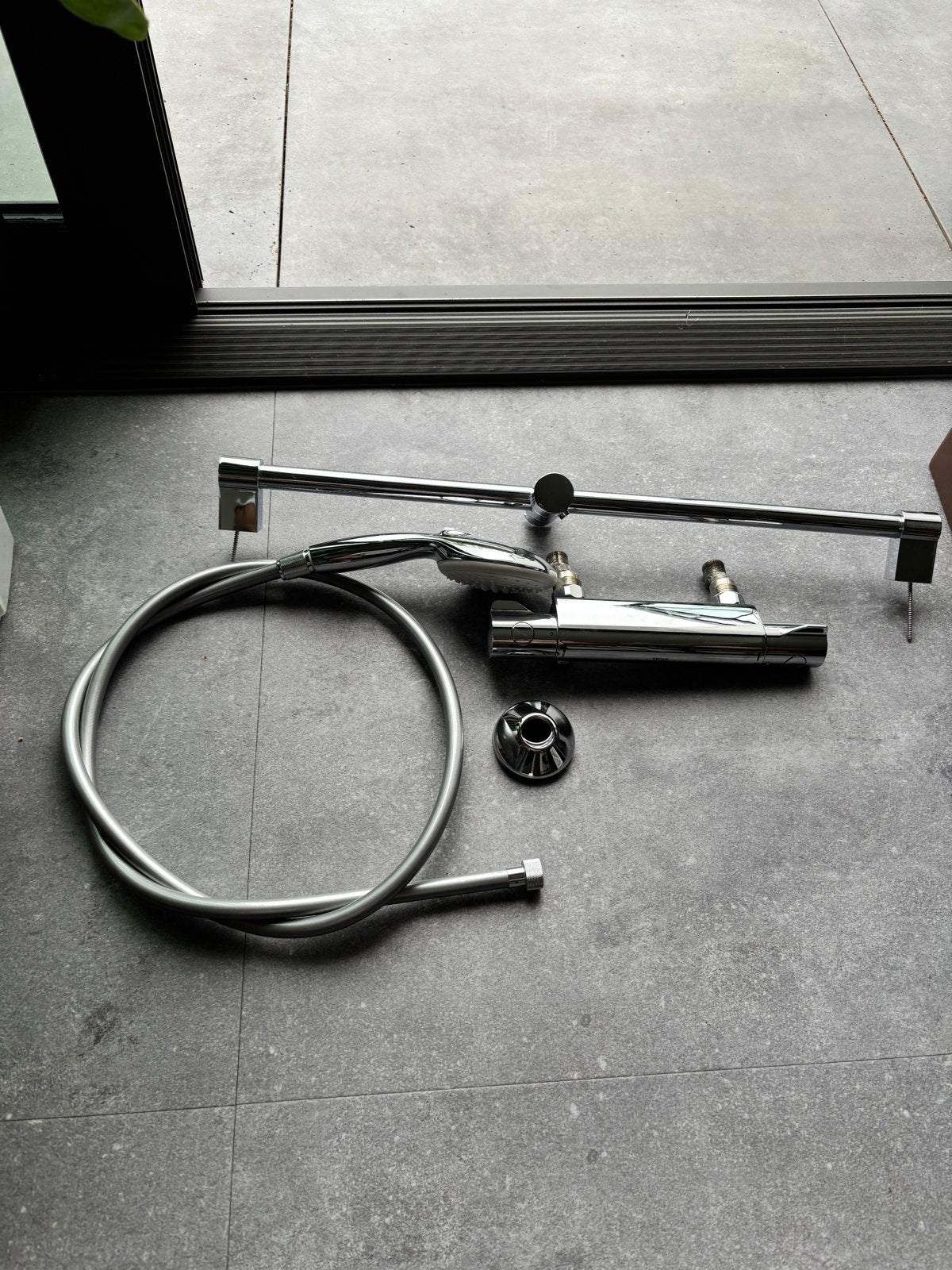 Grohe doucheset met thermostaatkraan en glijstang, Doe-het-zelf en Verbouw, Sanitair, Ophalen, Zo goed als nieuw, Chroom, Douche