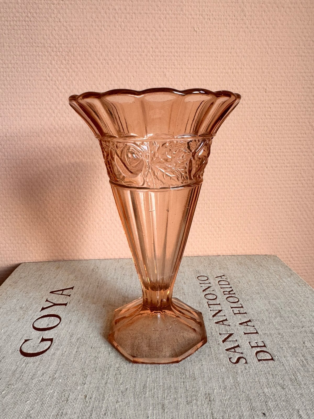 Vintage persglas roze, België, Ophalen of Verzenden