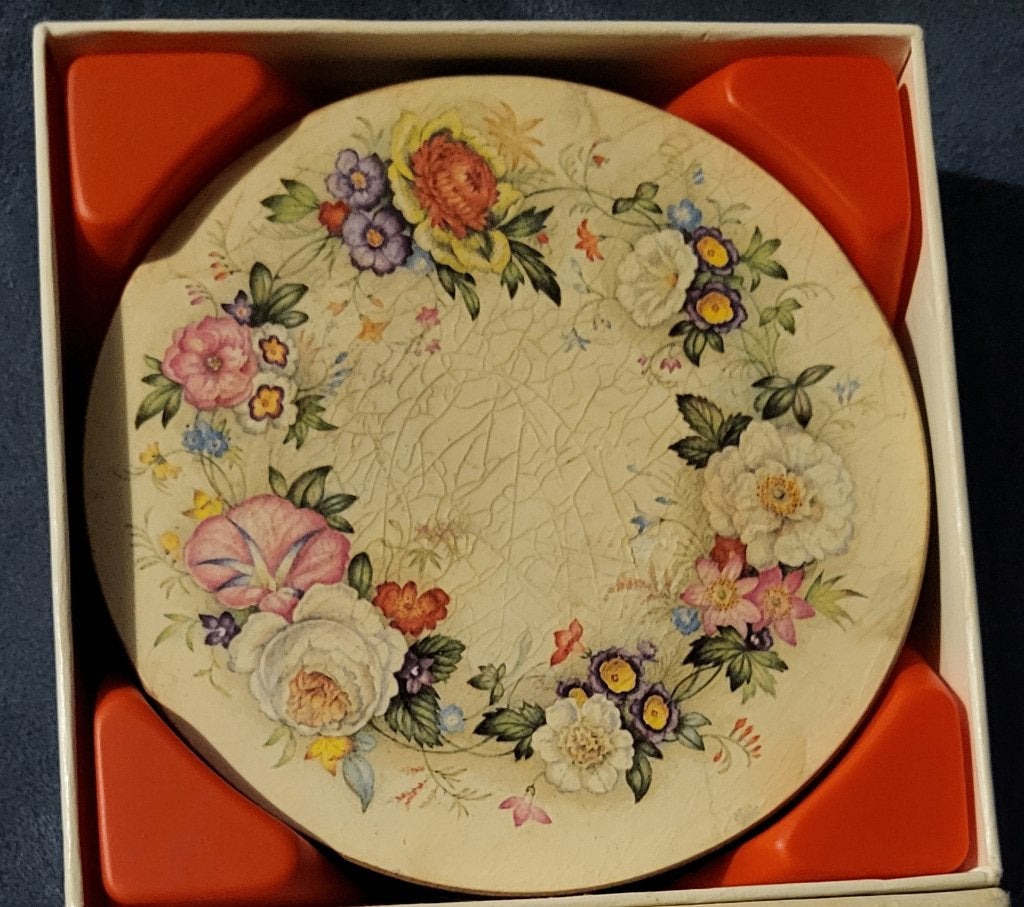 set van 6 traditionele ronde onderzetters Britse Pimpernel., Antiek en Kunst, Ophalen of Verzenden