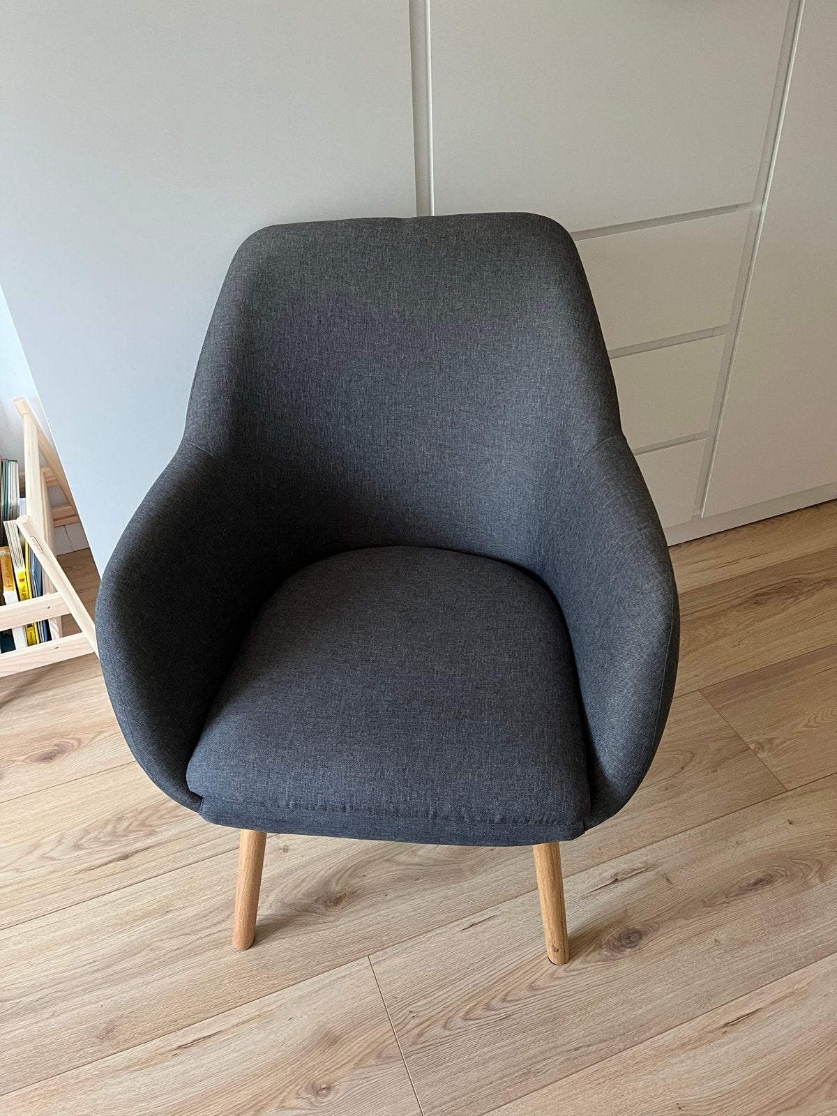Fauteuil UDSBJERG grijze stof/eiken Jysk, Ophalen, Zo goed als nieuw, Hout, Eén