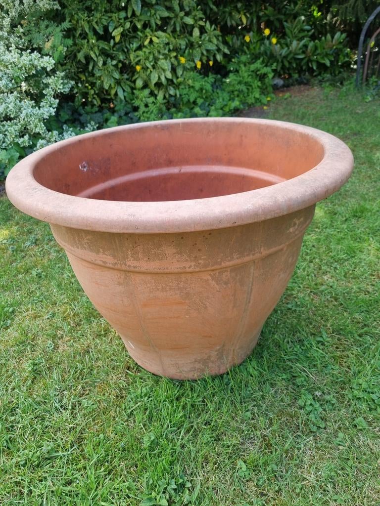 Grote bloempot kweekpot boomkuip kunststof terracotta kleur, Tuin en Terras, Ophalen, Kunststof, Gebruikt, 40 cm of meer