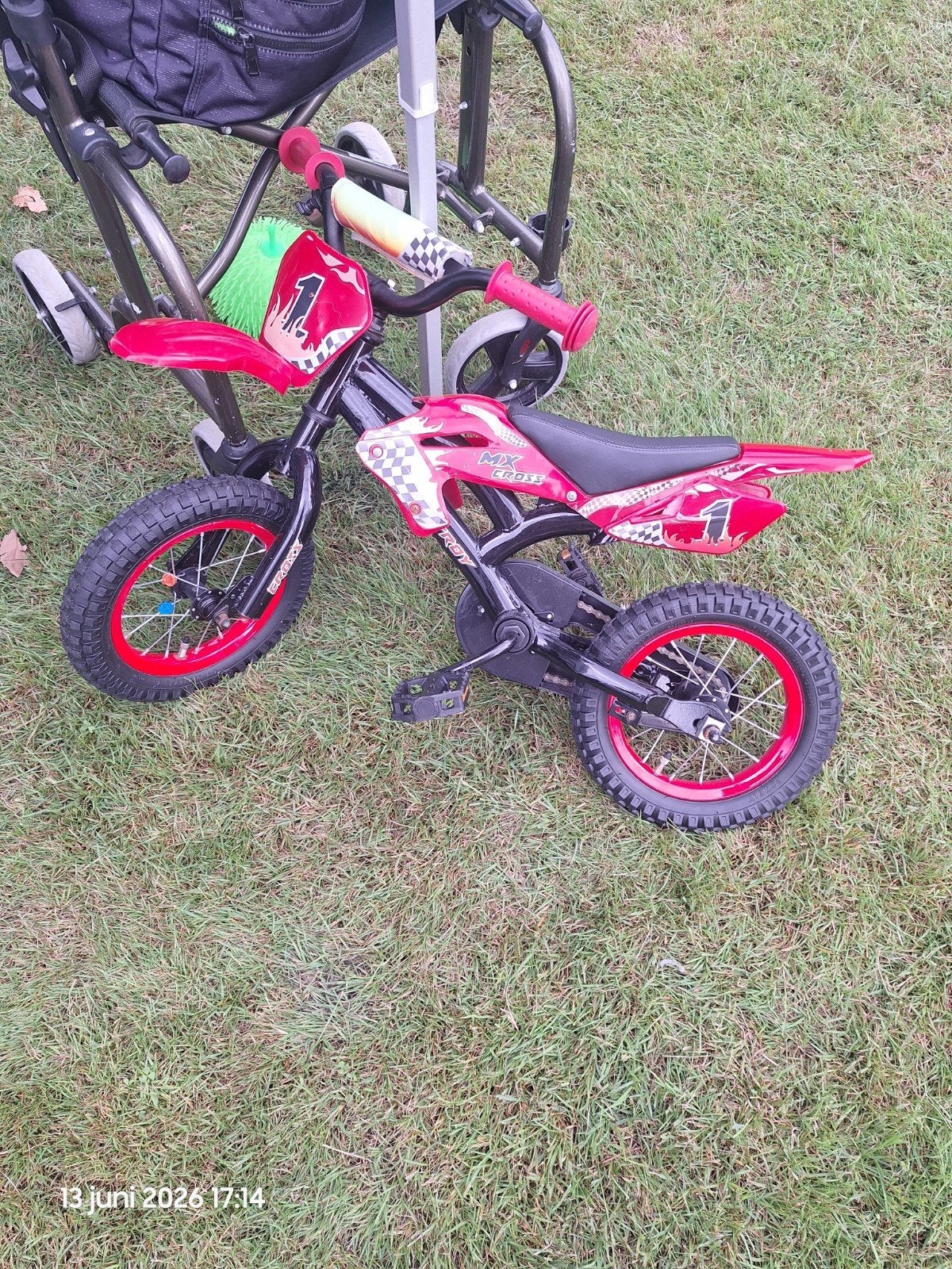Kinderfiets MX Cross Rood, Ophalen, Zo goed als nieuw, Minder dan 16 inch