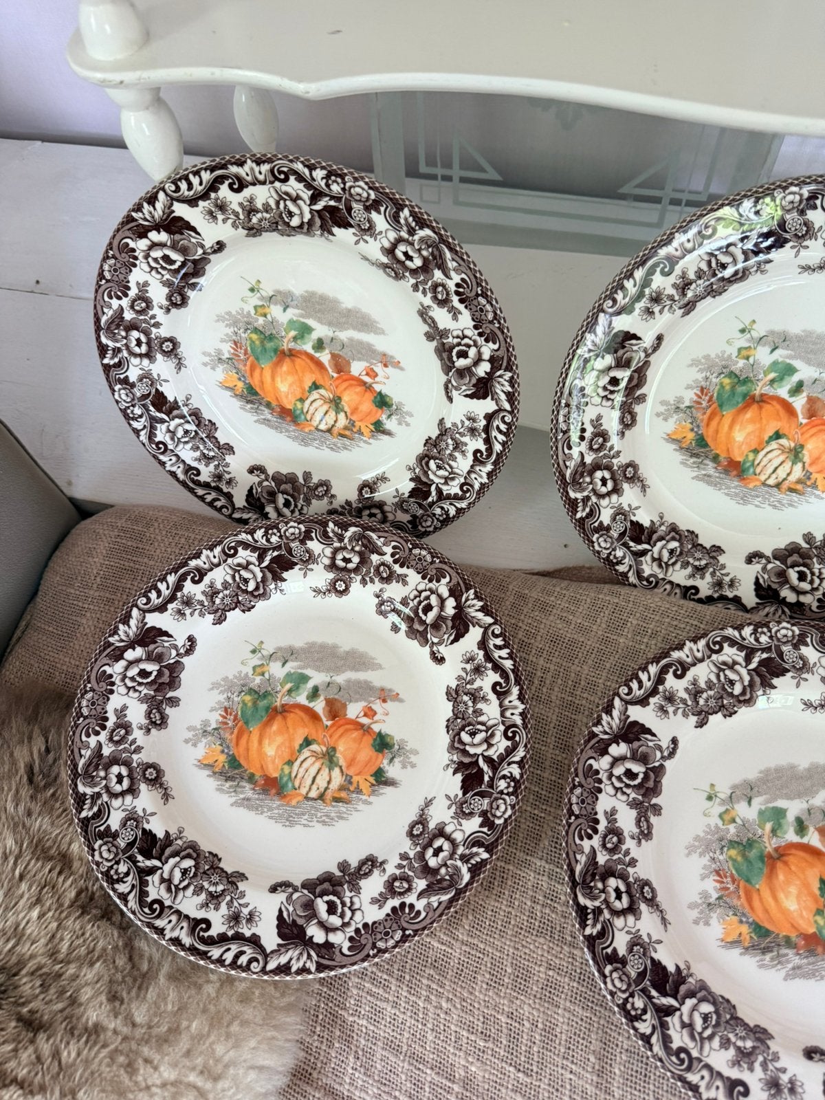 Spode Woodland Harvest 6x pompoen diner borden 27 cm nieuw, Ophalen, Nieuw, Porselein, Bord of Schaal
