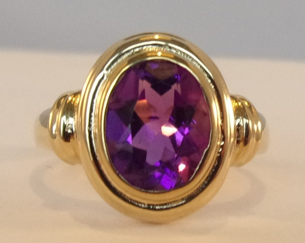 Nieuwe massief gouden ring met Amethist, Sieraden, Tassen en Uiterlijk, Ringen, Verzenden, Paars, Nieuw, 17 tot 18