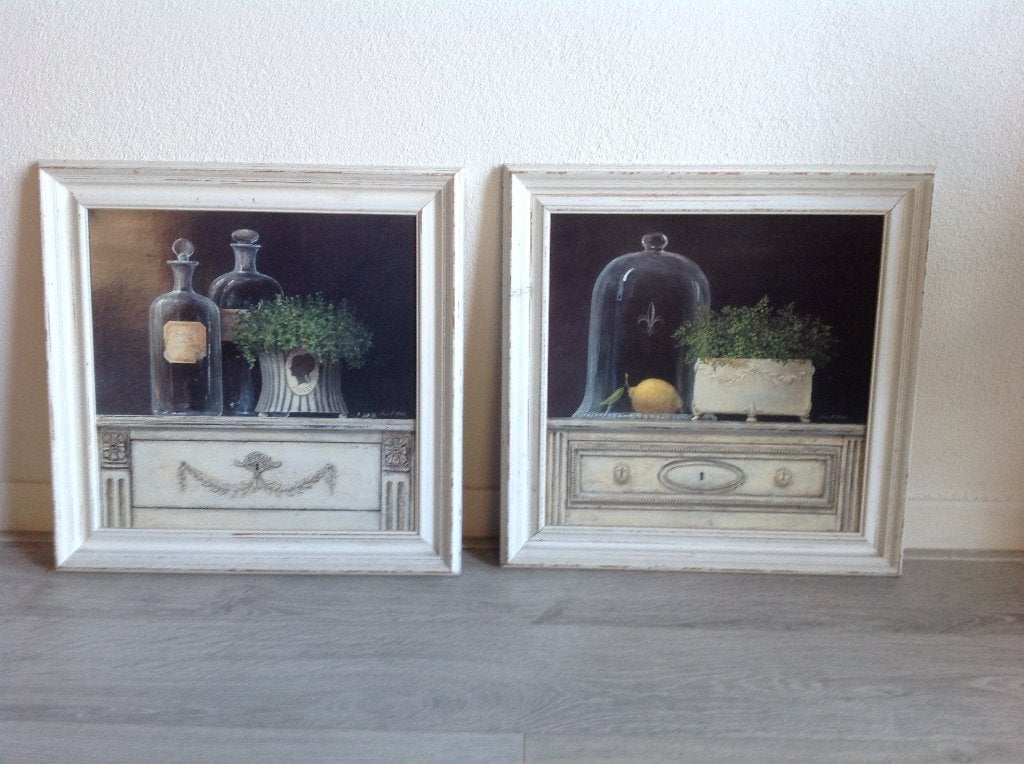schilderijen, Antiek en Kunst, Overige stijlen, Overige ondergronden, Bijzondere lijst, Stilleven
