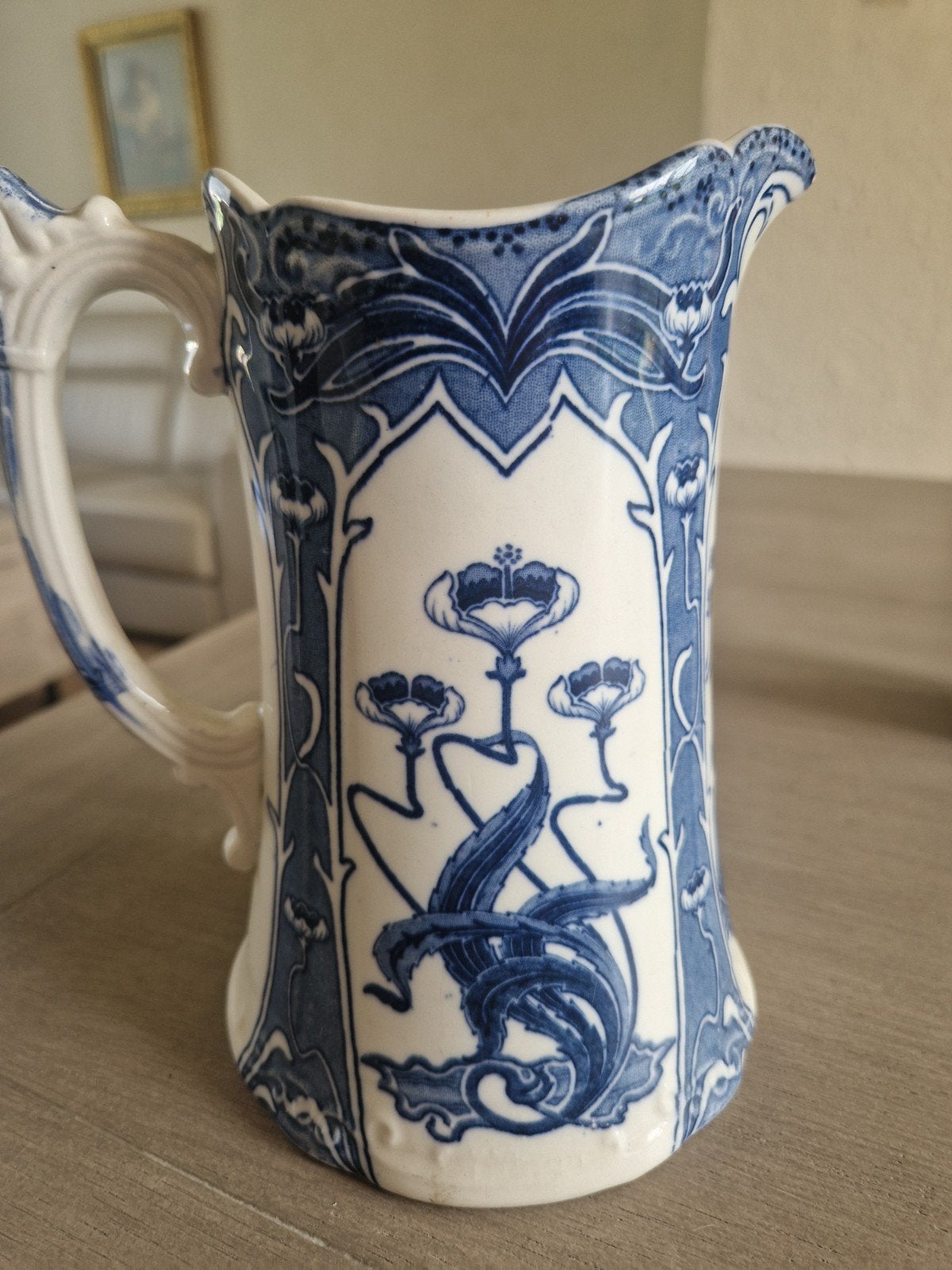 Antieke Allerton's Engeland Lotus Kan - Blauw/Wit Porselein, Antiek en Kunst, Antiek | Porselein, Ophalen