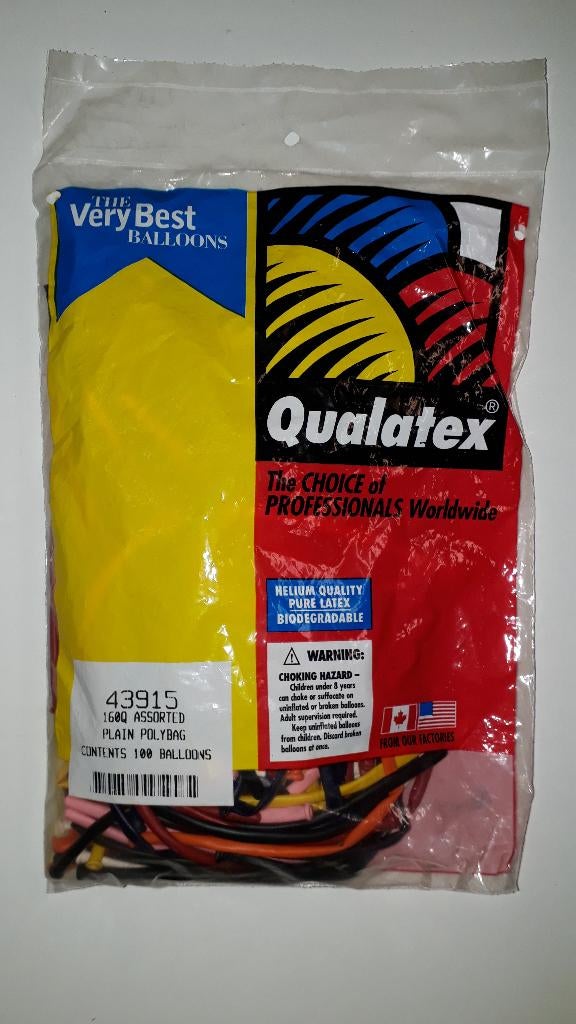 100 Qualatex 160Q modelleer ballonnen traditional assortment, Ophalen of Verzenden, Nieuw, Versiering, Overige