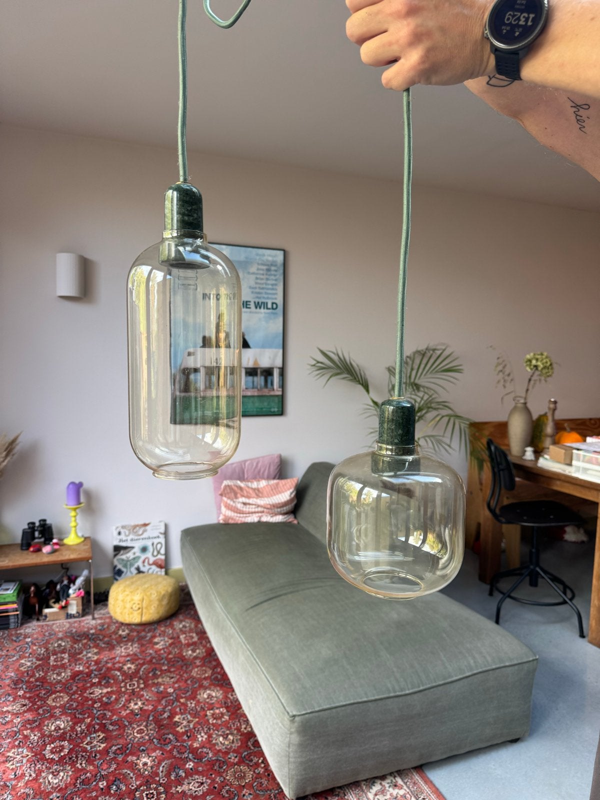Normann Copenhagen Amp hanglampen - 3 stuks, Ophalen of Verzenden, Zo goed als nieuw, Glas, E14 (klein)