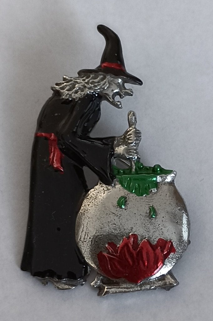 Heks met stoofpot broche, Overige materialen, 4 tot 7 cm, Overige kleuren, Nieuw
