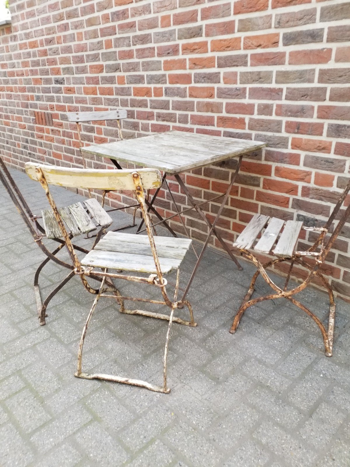 Zeer decoratief inklapbaar bistroset uit Frankrijk, Overige materialen, Gebruikt, Tuinset, Eettafel