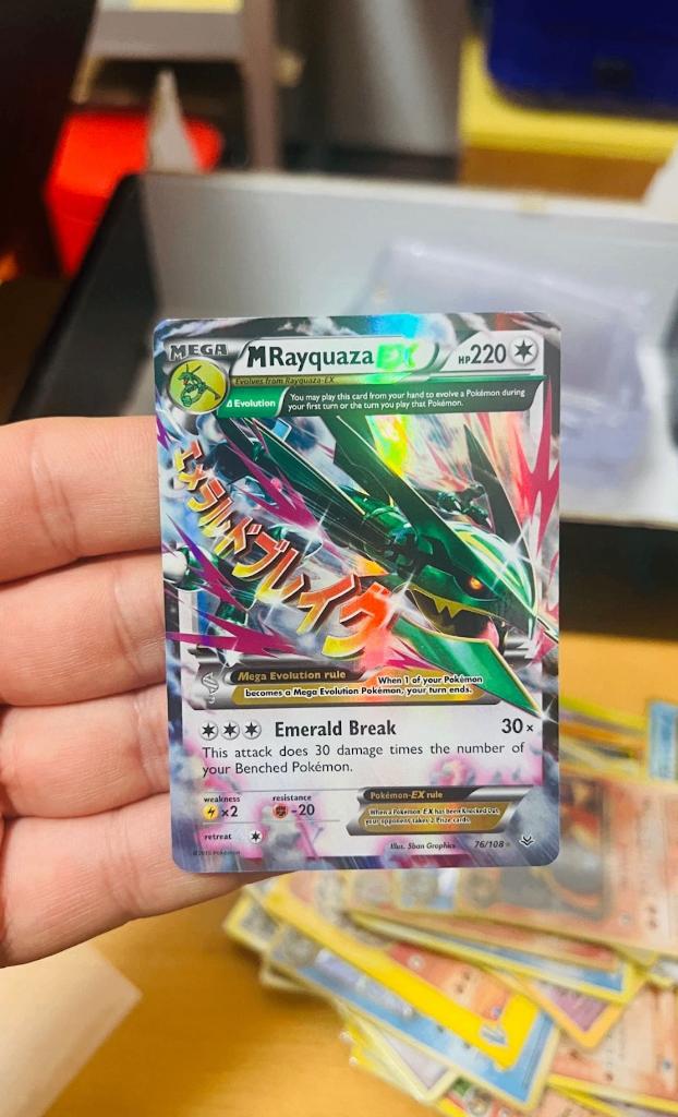 M Rayquaza Ex 76/108 Roaring Skies Pokemon, Verzenden, Zo goed als nieuw, Losse kaart, Foil
