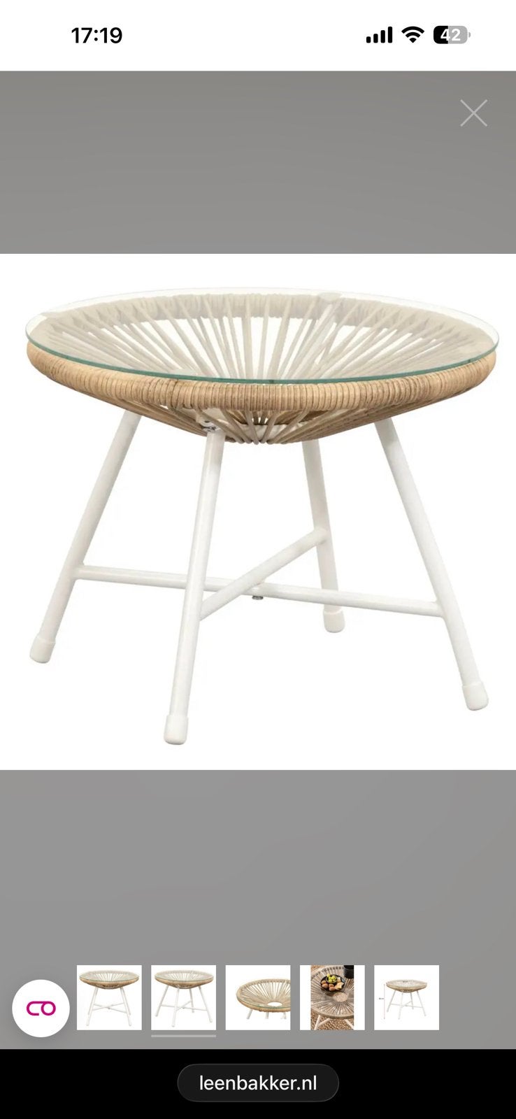 Gezocht. Te koop gevraagd!, Ophalen of Verzenden, Zo goed als nieuw, Rond, Wicker