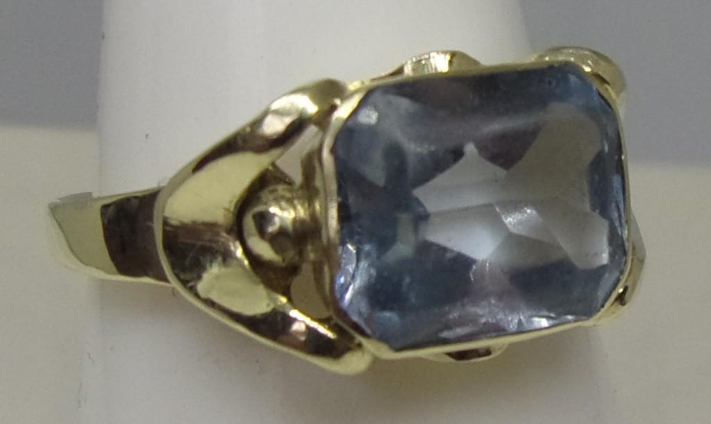Art Nouveau ring, 1915, goud met Aquamarijn, Verzenden, Goud, Ring, Met edelsteen
