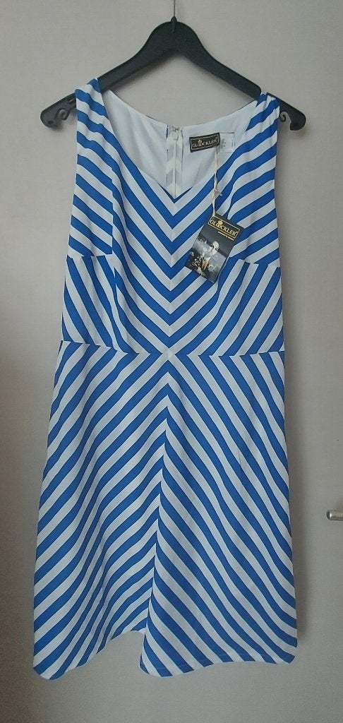 Glockler zomerjurk blauw/wit gestreept, maat 44, Glockler, Blauw, Maat 42/44 (L), Nieuw