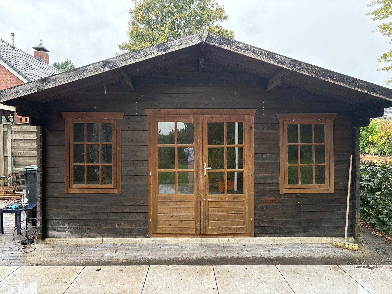 Blokhut Tuinhuis 5,20x4,25m - Ophalen uiterlijk zaterdag!, Ophalen, Gebruikt, Hout, Overige typen