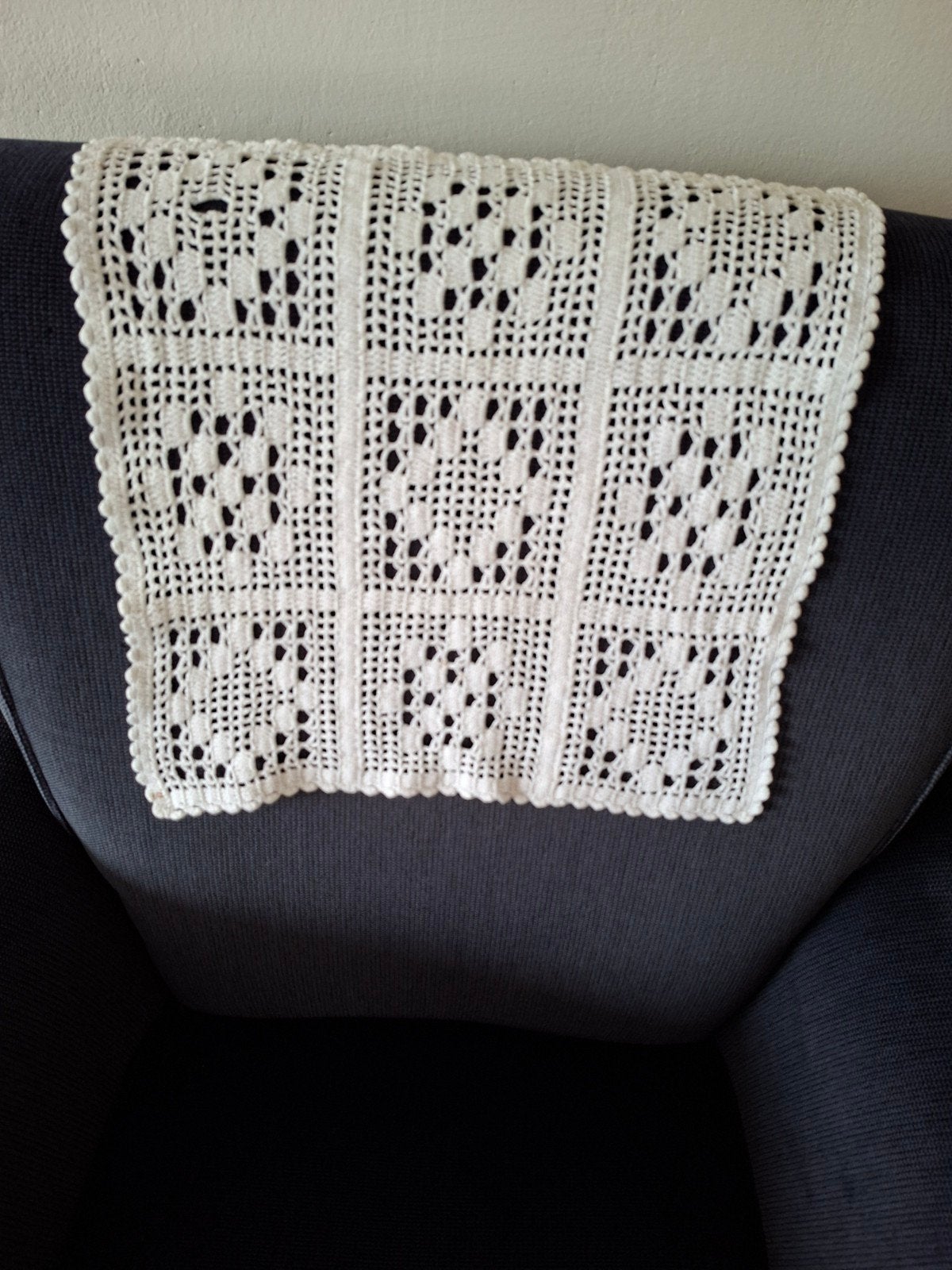 Gehaakt kleedje - Onbeschadigd - 35x35 cm, Minder dan 50 cm, Wit, Vierkant, Minder dan 50 cm