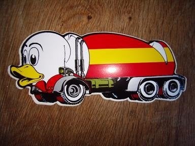 Holland Duck vrachtwagensticker Spanje links 17x7cm, Ophalen of Verzenden, Zo goed als nieuw, Bedrijf of Vereniging