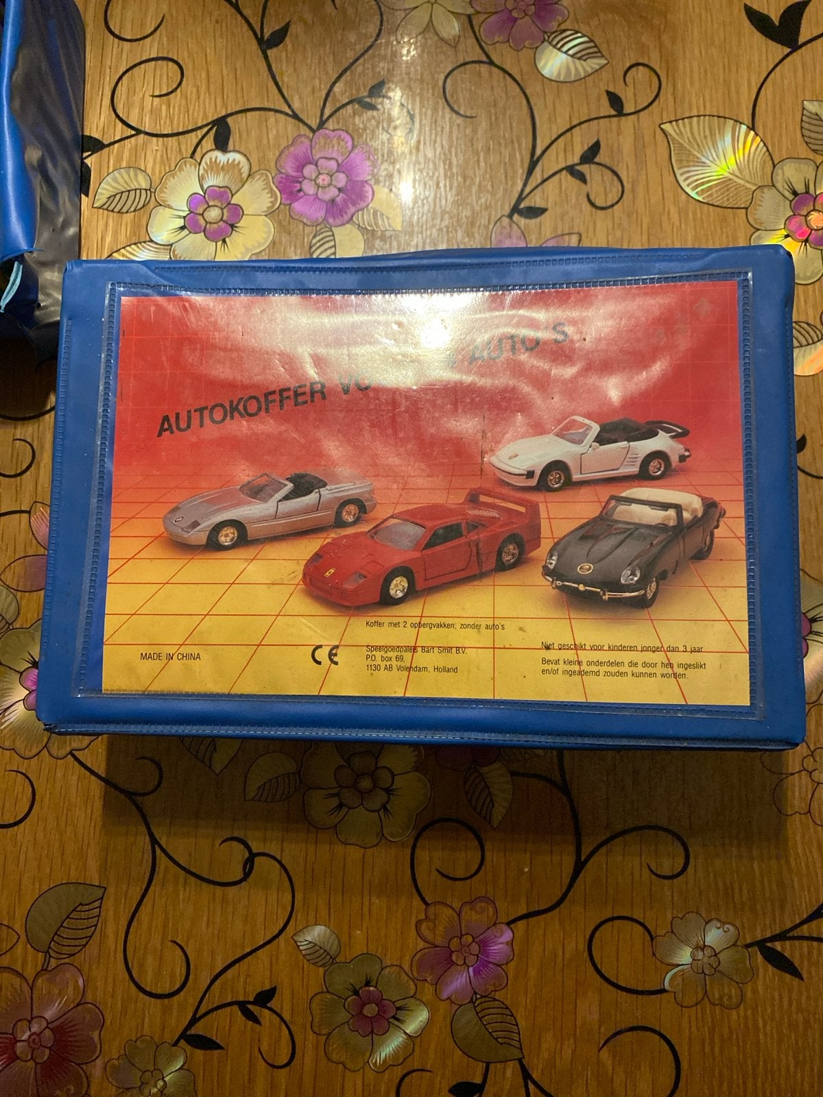 Vintage Autokoffer met 2 opbergvakken en auto's, Ophalen of Verzenden, Gebruikt