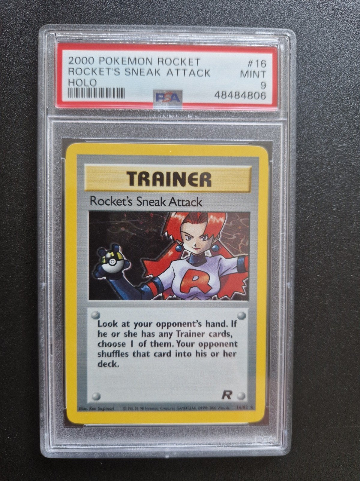 Pokemon Rocket's Sneak Attack PSA 9 Team Rocket, Ophalen of Verzenden, Zo goed als nieuw, Losse kaart