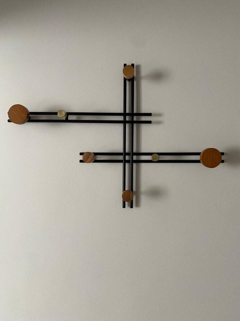 Wall Coat Rack with Wooden Hooks, Zo goed als nieuw, Minder dan 100 cm, Metaal, Ophalen
