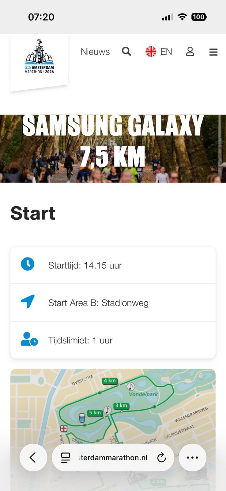2 x startbewijs 7,5 km Amsterdam 16 oktober, Twee personen