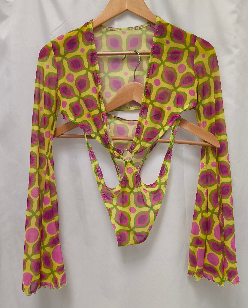 Badinka mesh ring flower power bodysuit - Size L, Maat 42/44 (L), Ophalen of Verzenden, Overige thema's, Kleding