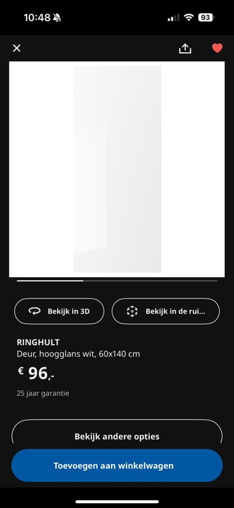 RINGHULT deur ikea, Huis en Inrichting, Ophalen, 50 tot 100 cm, Zo goed als nieuw, Minder dan 100 cm