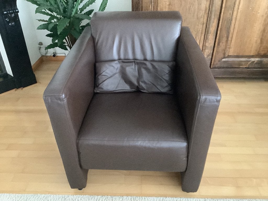Fauteuil, Ophalen, Minder dan 75 cm, Leer, Zo goed als nieuw