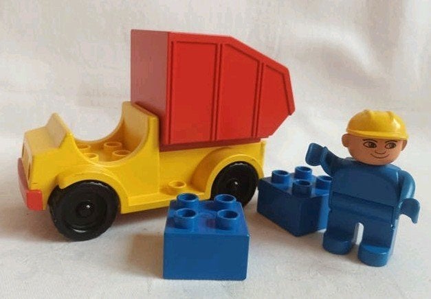 Vintage Duplo set 2634 Kiepauto Kiepwagen met chauffeur, Gebruikt, Ophalen of Verzenden, Duplo, Complete set