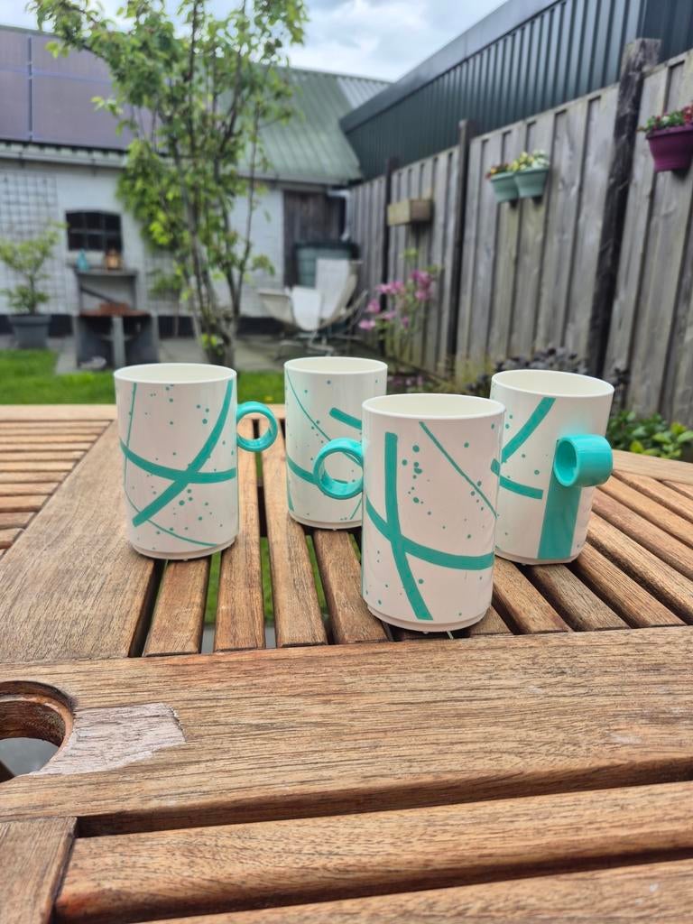 Retro Camping Servies - 4 Mokken, Caravans en Kamperen, Ophalen of Verzenden
