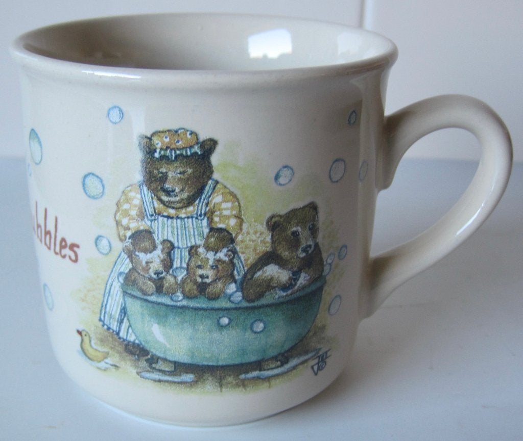 kleine beker van Douwe Egberts met beren - bears and bubbles, Ophalen of Verzenden, Zo goed als nieuw, Overige stijlen, Kop(pen) en/of Schotel(s)
