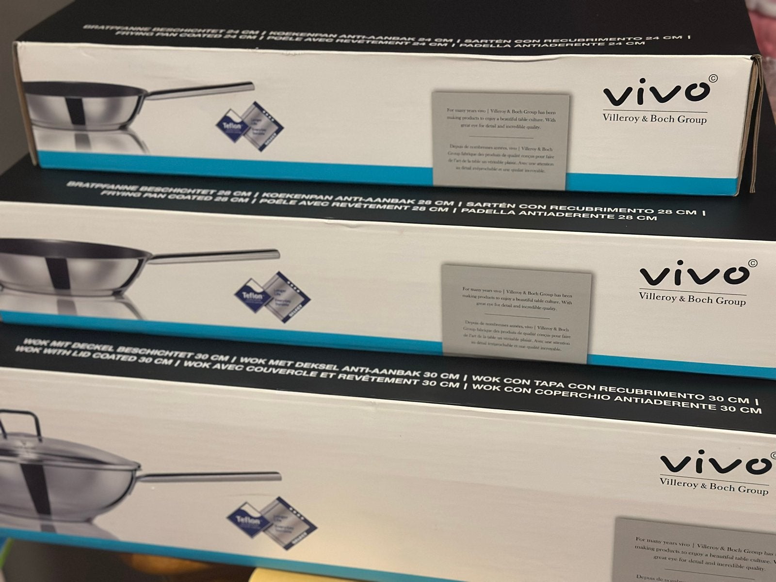 Vivo Villeroy & Boch Pannenset - Wok, Koekenpan, Braadpan, Antiaanbaklaag, Nieuw, Pannenset, Ophalen of Verzenden