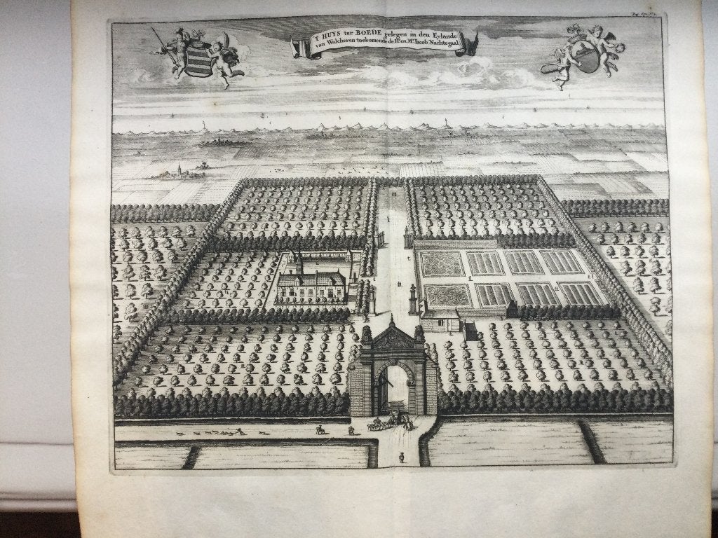 Koudekerke, Huis ter Boede, 1696, Verzenden, Stadsgezicht, Ets, Blanco verso