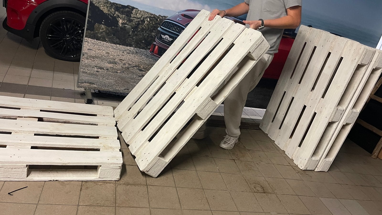 Witte houten pallets - Ideaal voor meubels of decoratie, Ophalen, Gebruikt, Hout, 20 tot 50 mm