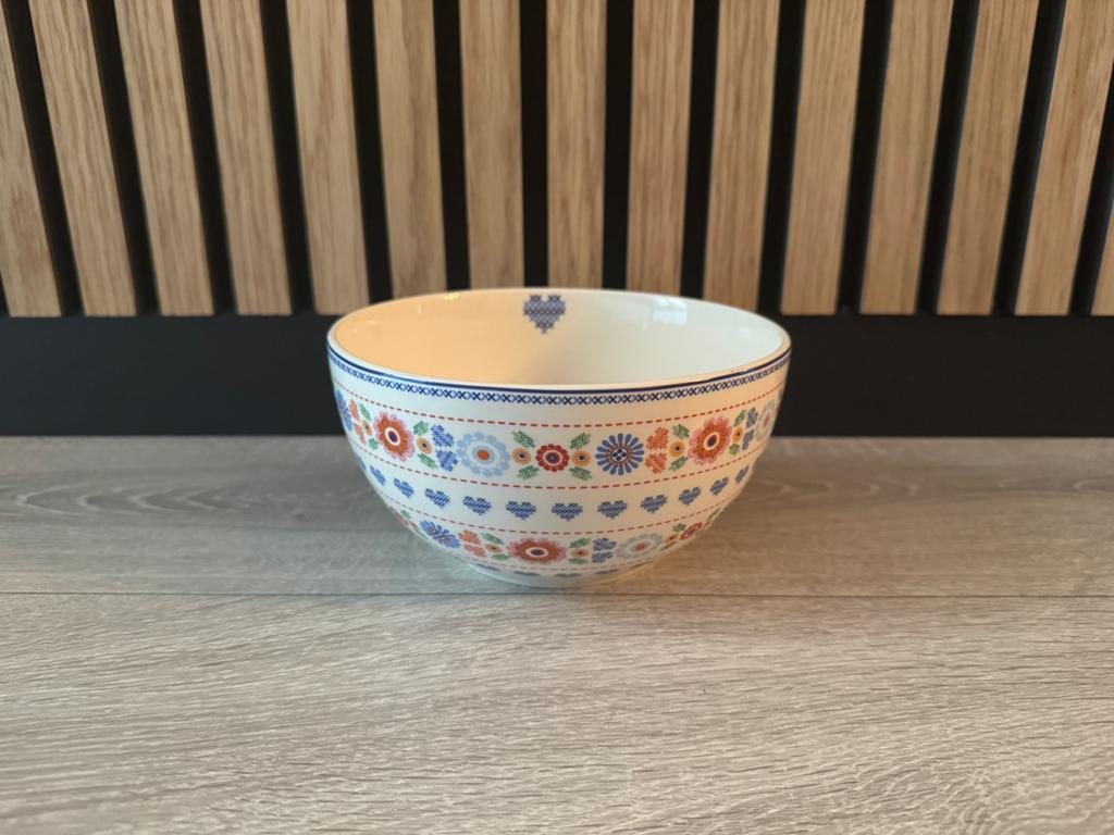 Middelgrote schaal van Yvon Jaspers kakelbont servies!, Huis en Inrichting, Ophalen of Verzenden, Glas, Overige stijlen, Schaal of Schalen