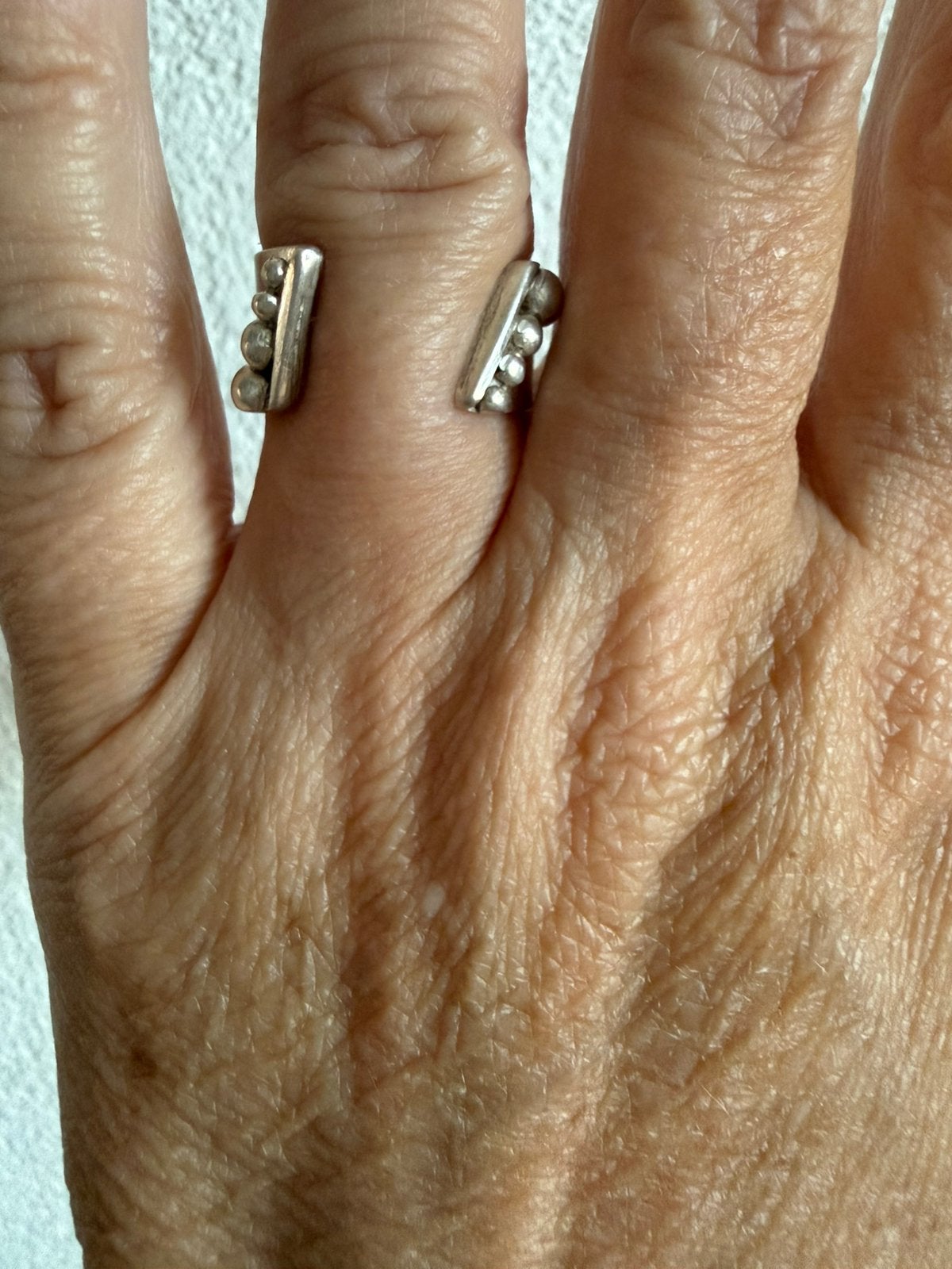M245/Zilveren bijzondere brede Modernist ring Scandinavië, Gebruikt, Verzenden, X, Dame