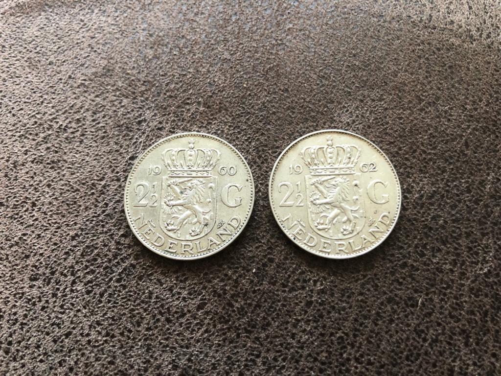 2 X 2½ Gulden Juliana Zilveren Munten 1960 & 1962, Ophalen, Koningin Juliana, Setje, Zilver