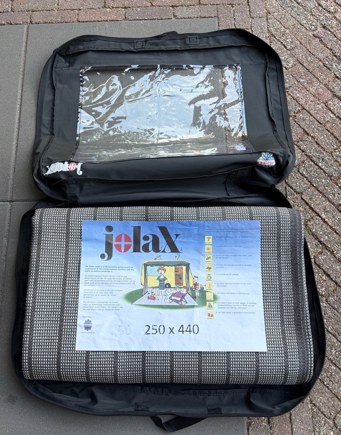 Jolax Walker voortenttapijt 250 x 440 cm grijs, Caravans en Kamperen, Ophalen, Gebruikt