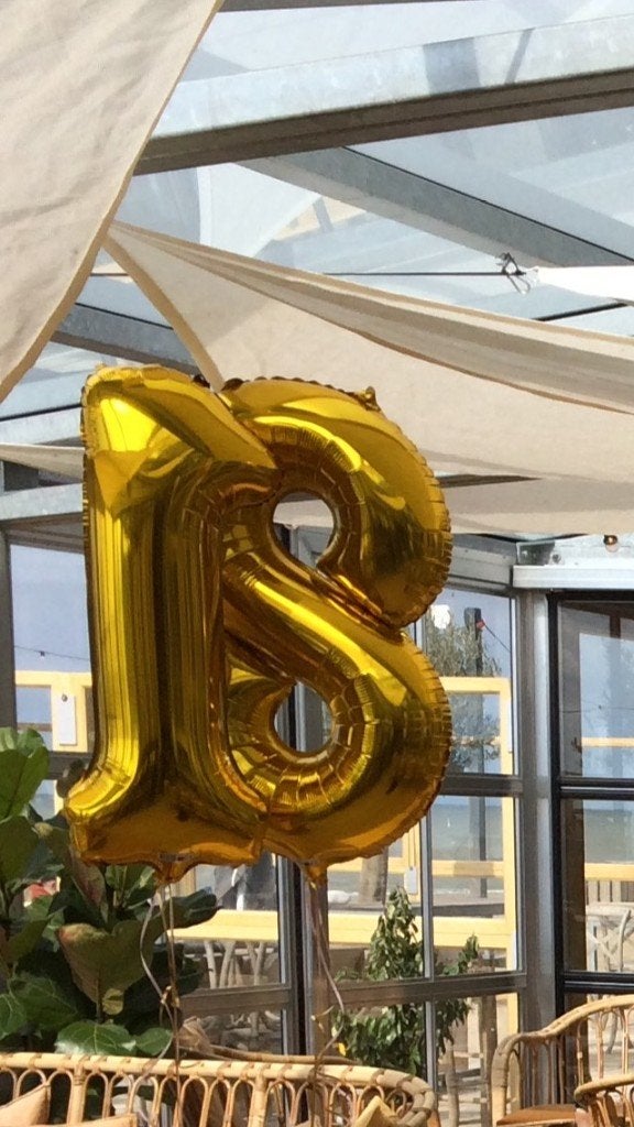 Ballon / ballonnen/ helium cijfers 18 inclusief gewichtjes, Ophalen, Nieuw, Versiering, Verjaardag