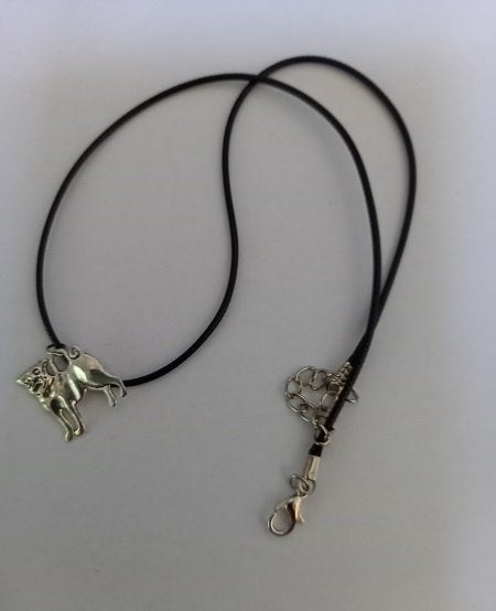 Koordketting wax zwart met hanger hond  , Sieraden, Tassen en Uiterlijk, Overige materialen, Verstelbaar, Zwart, Nieuw