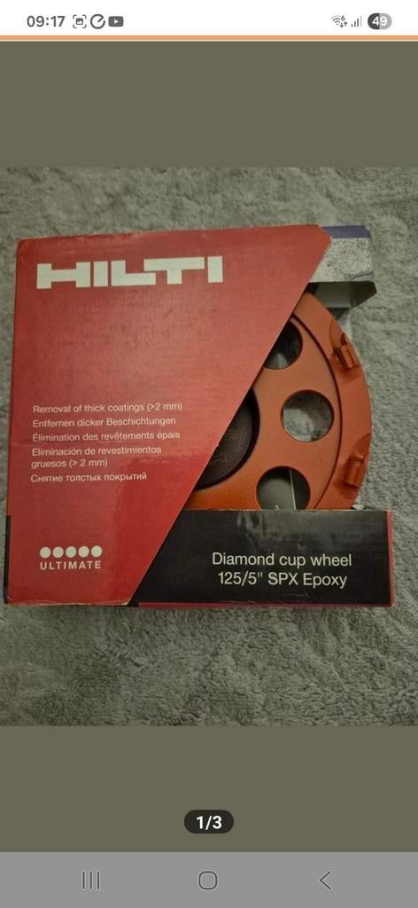 Hilti Diamond cup wheel 125/5" SPX Epoxy, Ophalen of Verzenden, 1200 watt of meer, Overige typen