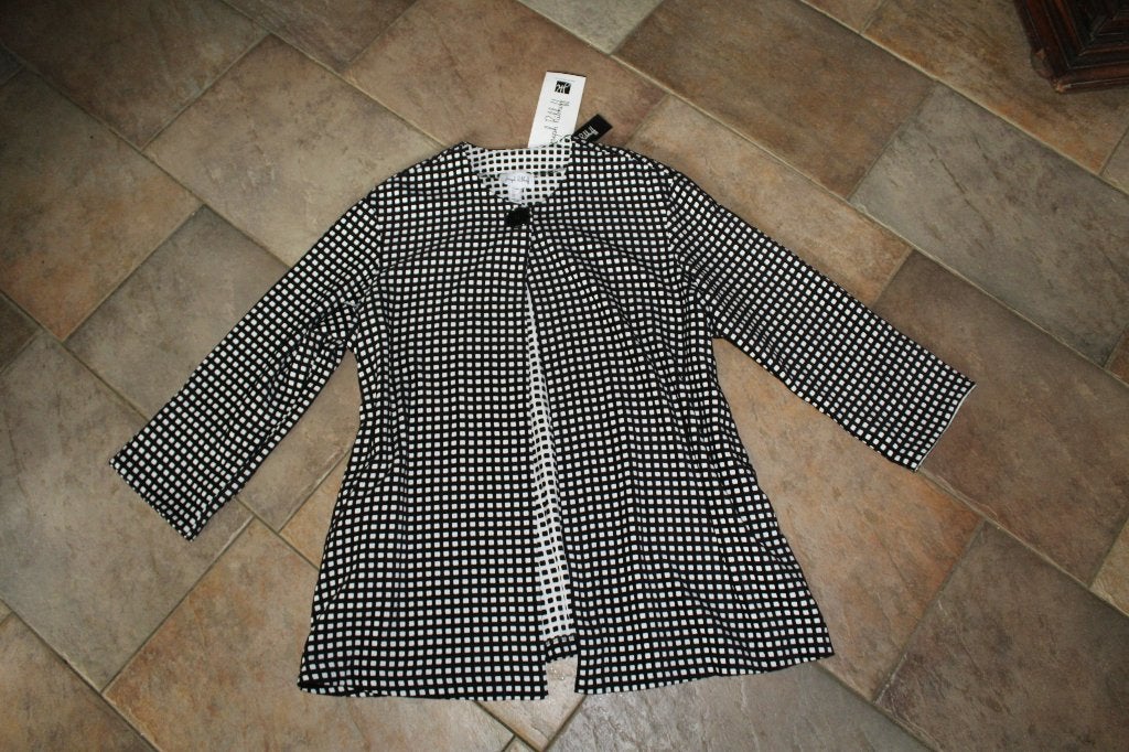 Joseph Ribkoff chique vlotte wit/zwarte stretch jas mt 46, Overige kleuren, ., Maat 46/48 (XL) of groter, Joseph Ribkoff