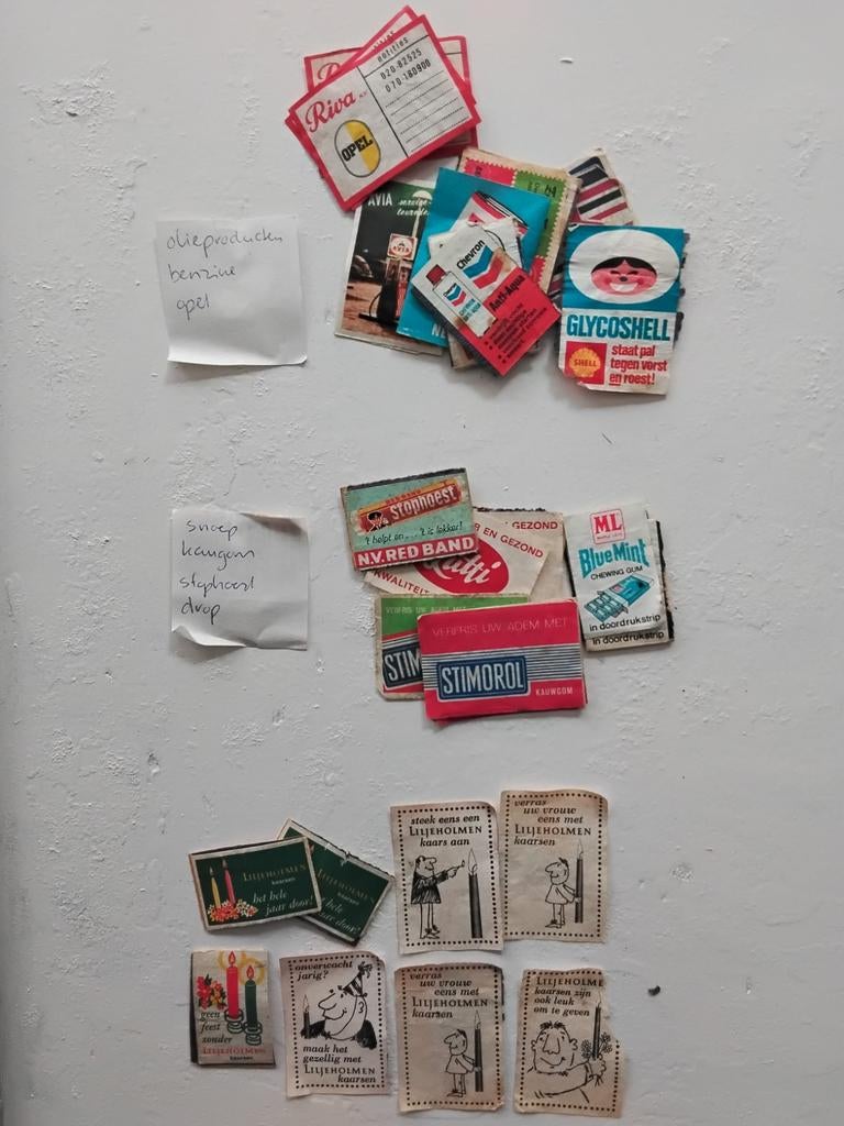 Oude lucifermerken benzine en snoep, Verzamelen, Ophalen of Verzenden, Gebruikt, Luciferdoosjes of -merken