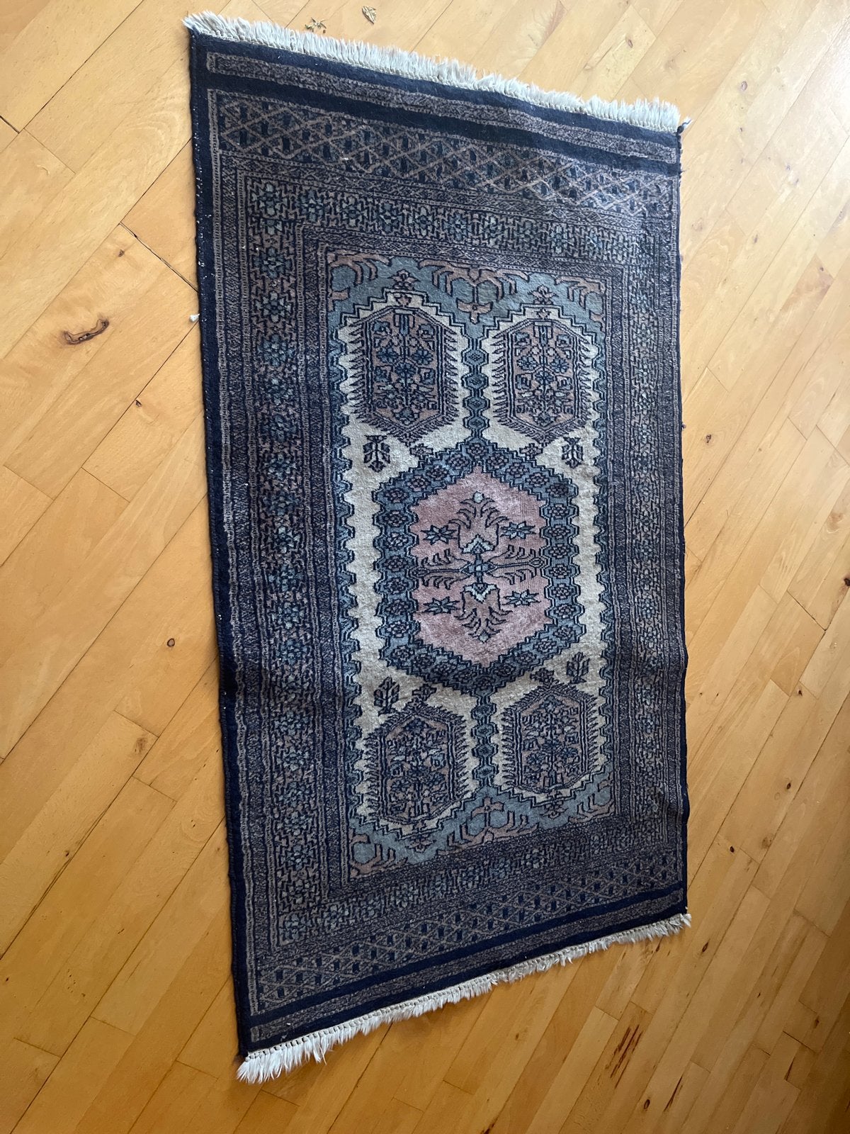 Vintage Perzisch tapijt - Handgeknoopt vloerkleed, Ophalen, Gebruikt, 100 tot 150 cm, Blauw