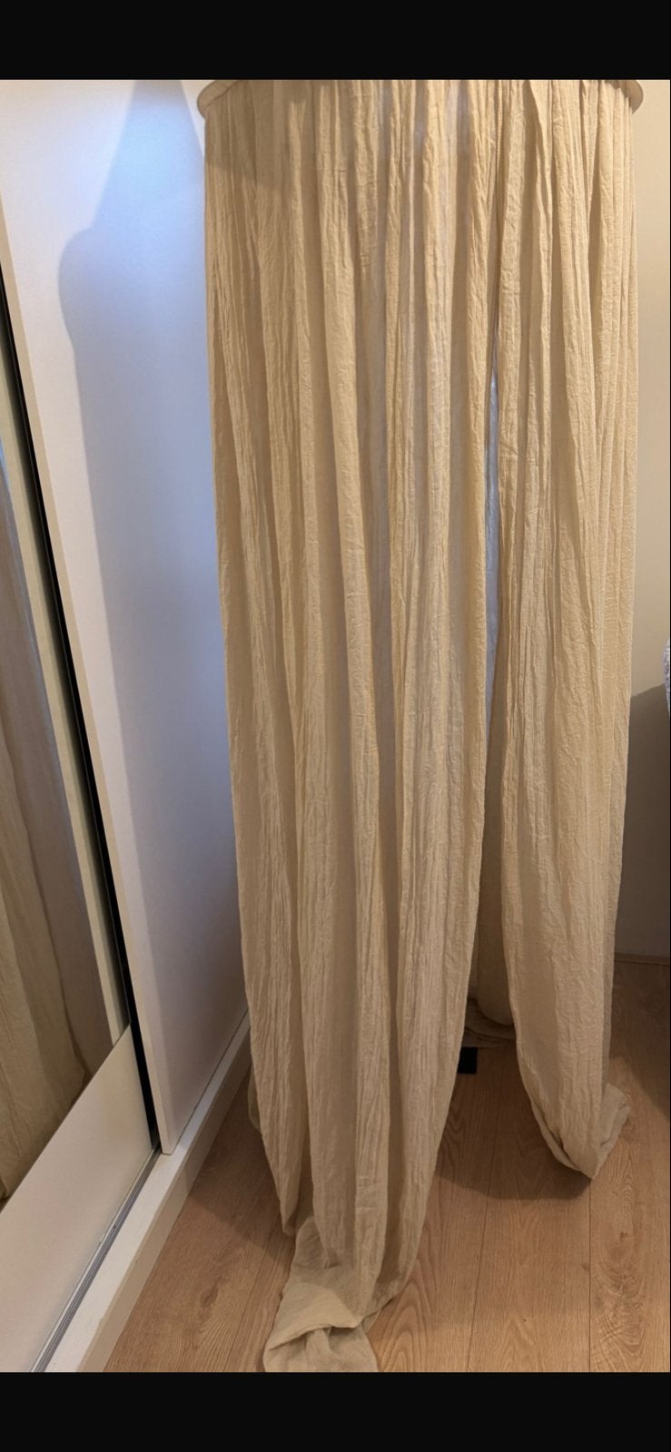 Hemelbed Gordijn / Klamboe - Crème, Ophalen, Zo goed als nieuw, 180 cm of meer, 100 cm of meer