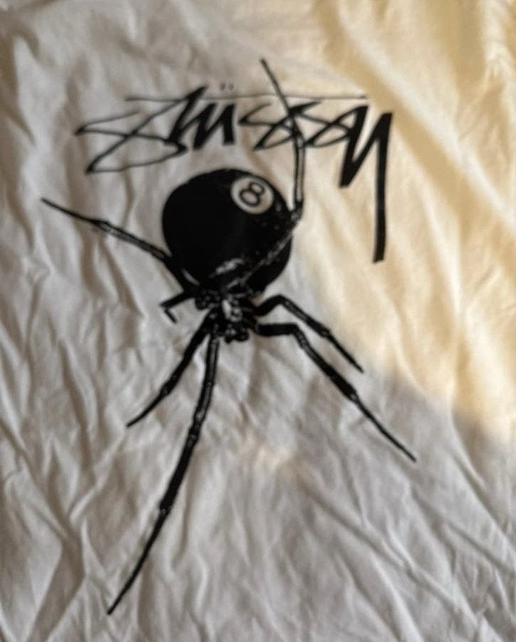 Stüssy 8 Ball Spider T-shirt - Wit - Maat 3XL, Verzenden, Zo goed als nieuw, Overige maten, Wit
