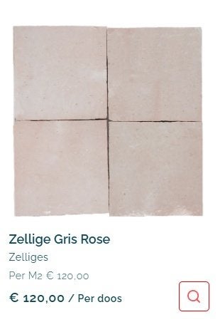 Zelliges 10x10cm gris rose Designtegels, Doe-het-zelf en Verbouw, Overige materialen, Wandtegels, Nieuw, Minder dan 20 cm